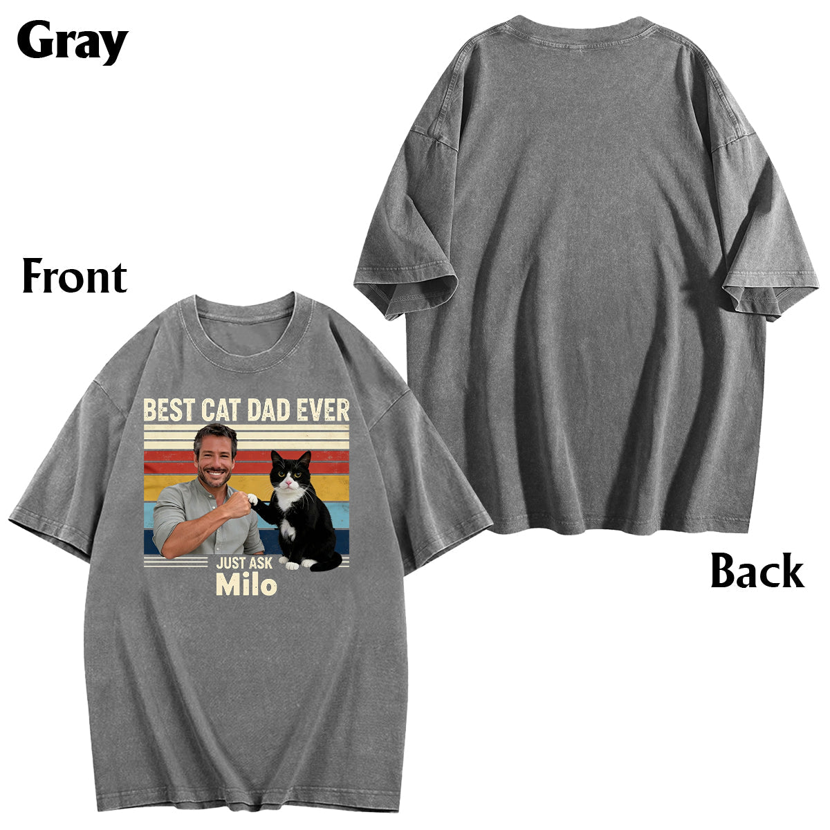 Best Cat Dad Ever - Personalized Cat Wash T-Shirt