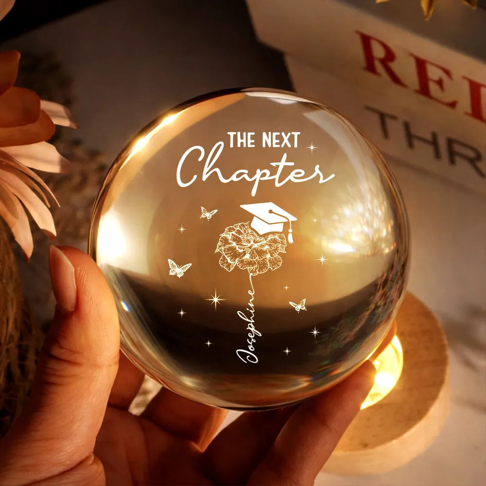 Personalized Globe Lamp Night Light, The Next Chapter Graduation Cap Floral Design, Cozy Dorm Decor, Unique Gift