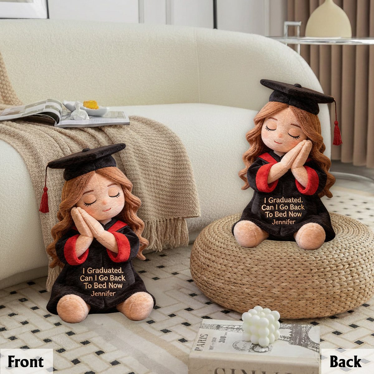 Can I Go To Bed Now - Personalized Graduation Premium Faux Fur Pillow