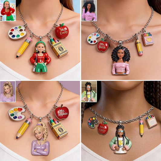 Best Teacher Ever - Personalized Teacher Metal Necklaces With Pendants