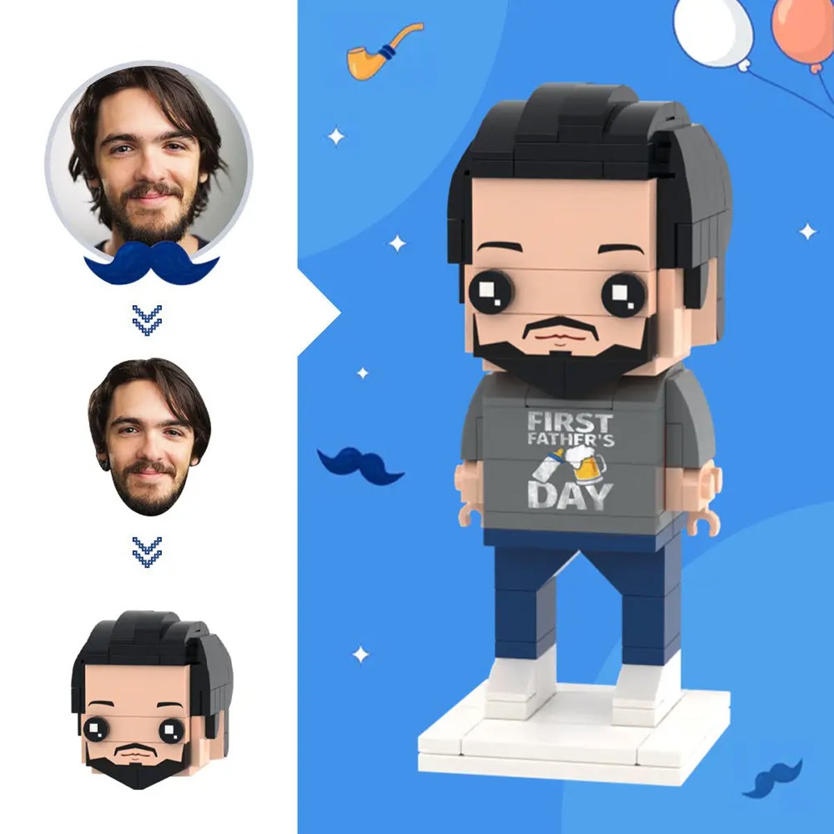 Any Photos - Personalized Father Photos Brick Figures