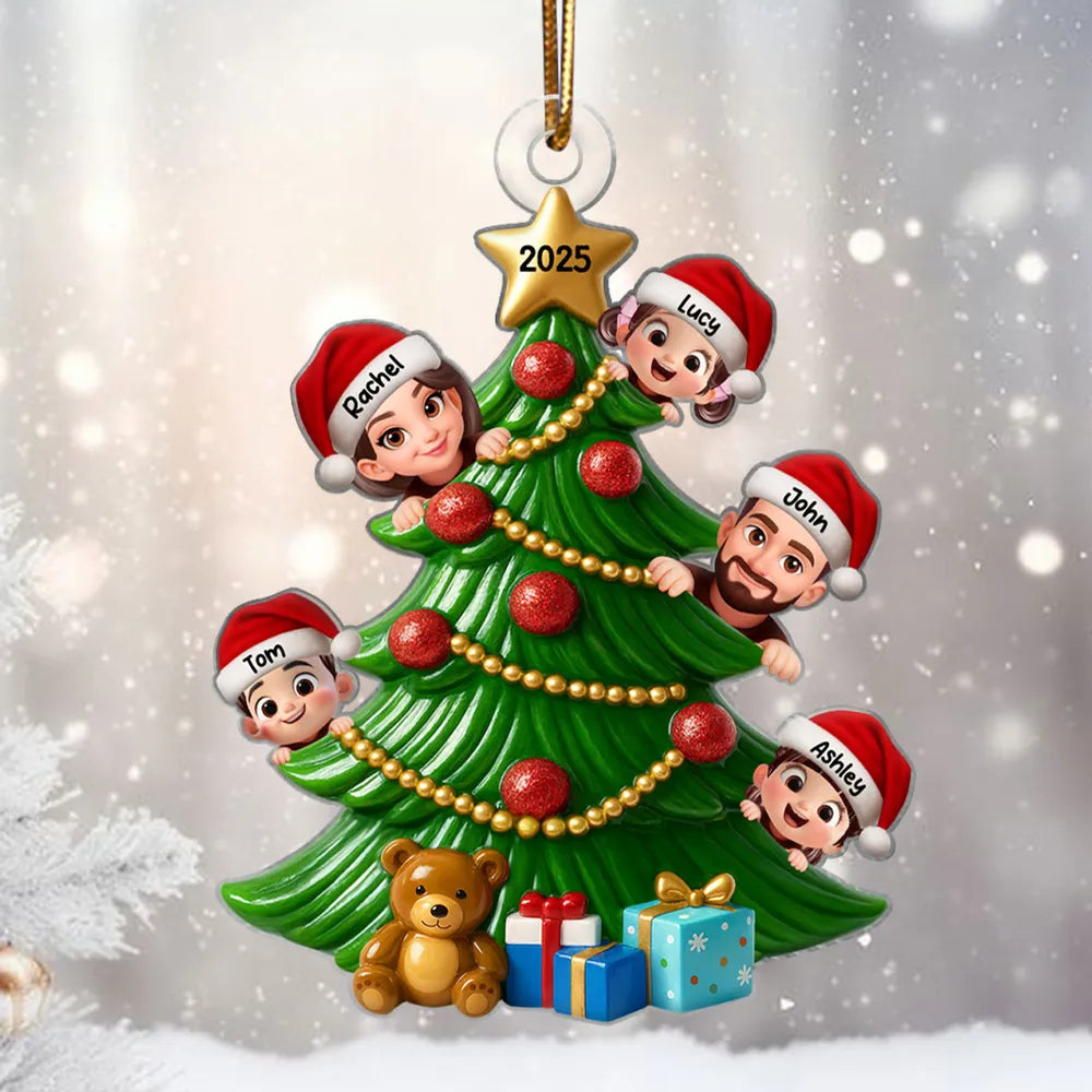 Christmas Tree Family Acrylic Ornament – Custom Christmas Decoration for Family