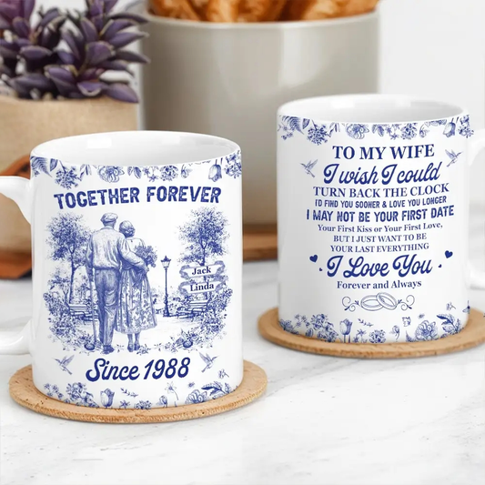 Personalized Ceramic Couple Mug with Custom Name for Anniversary Gift