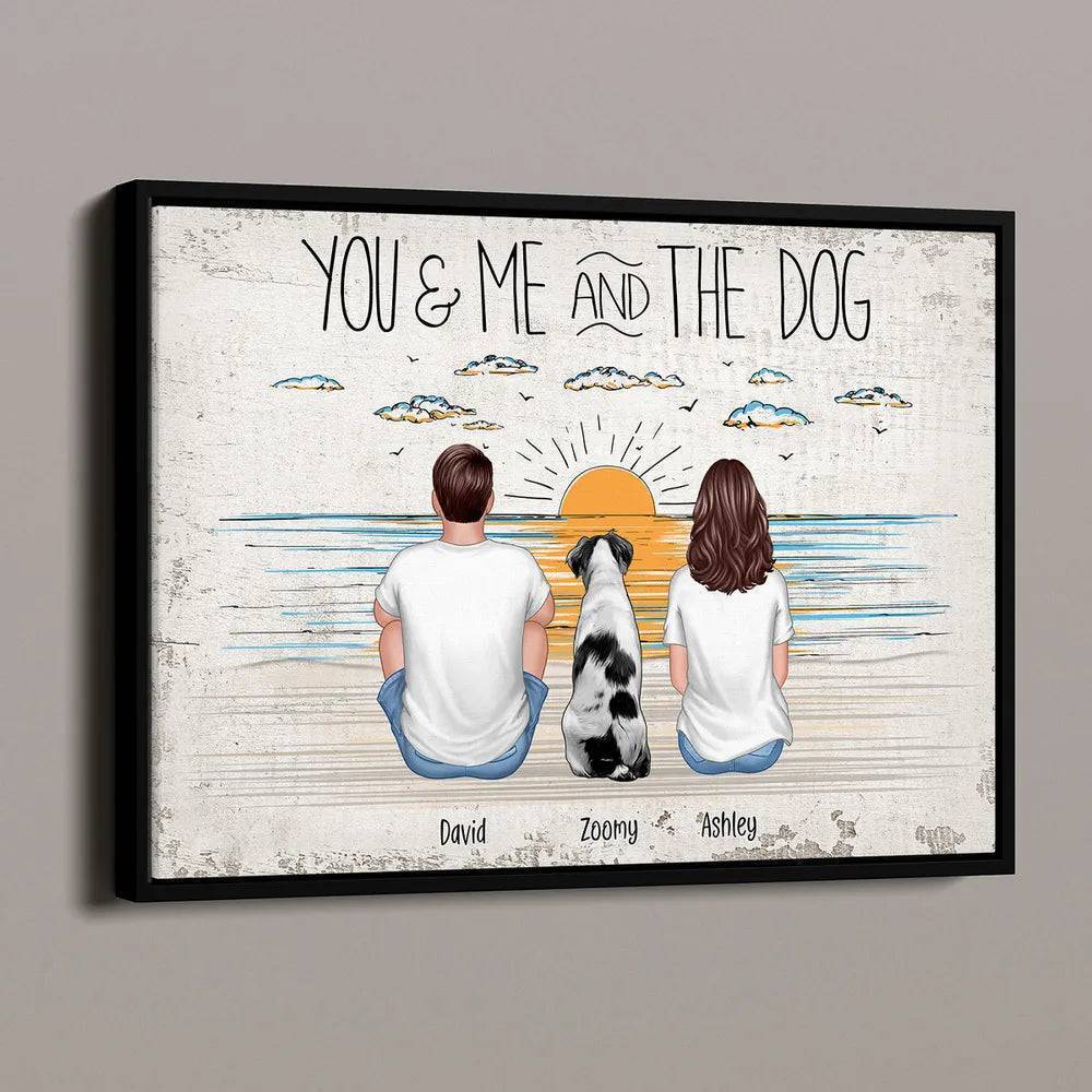 You Me And The Dogs Beach Outline Personalized Ornament or Poster or Canvas or Plaque or Pillow