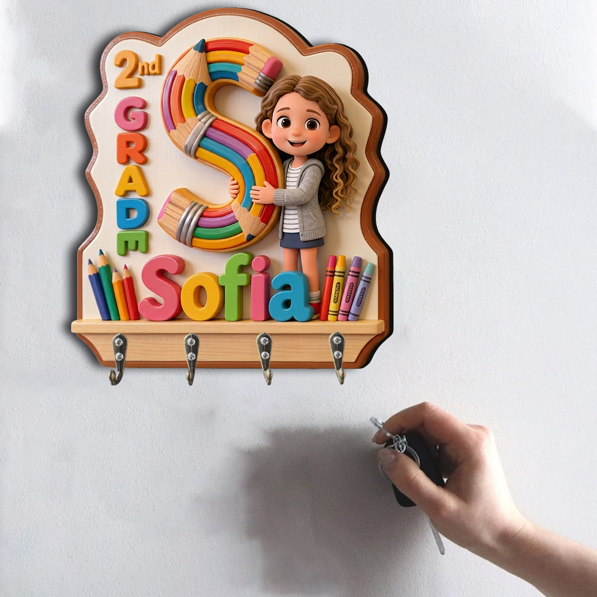 Back To School - Personalized Kid Custom Shaped Hanging Rack