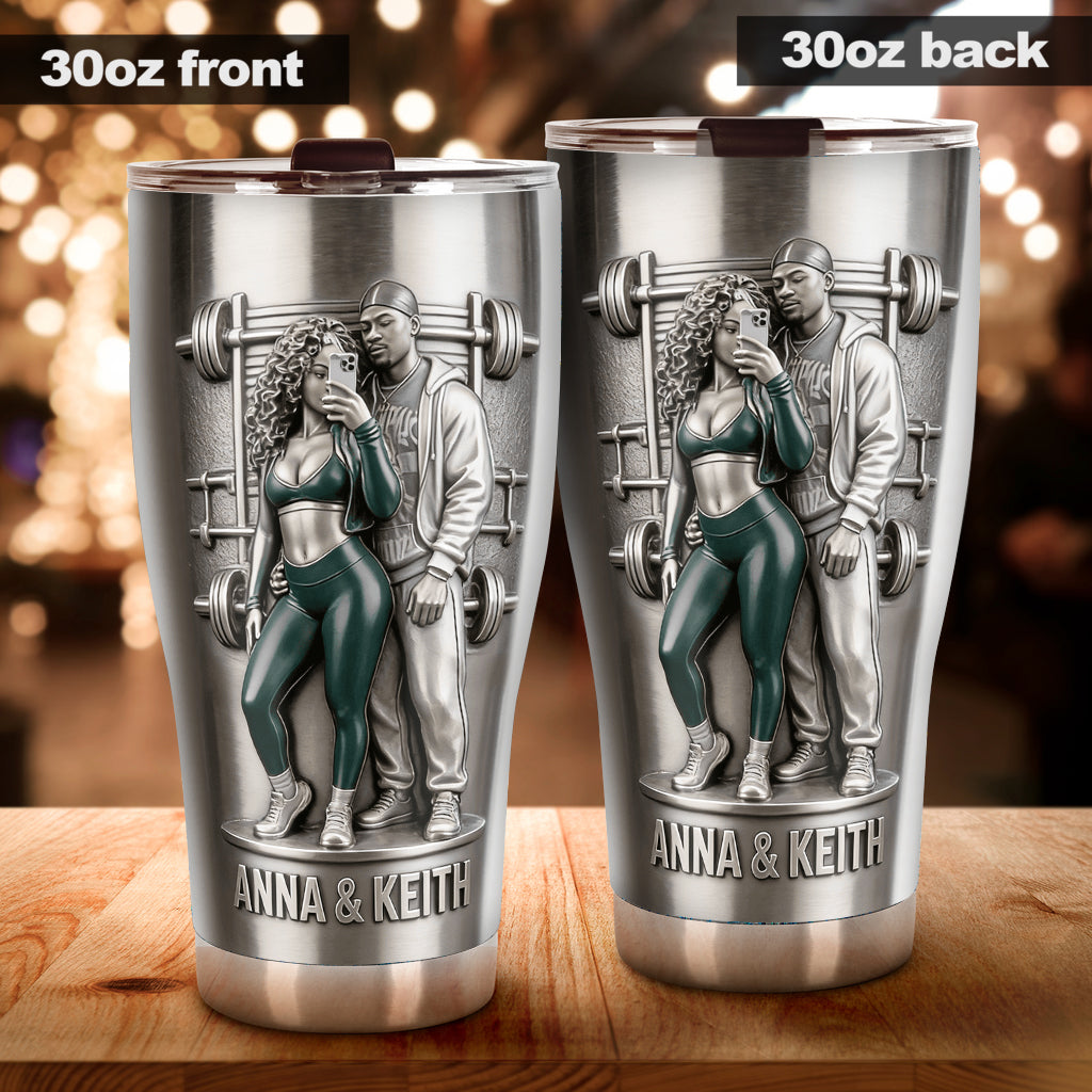 Gym Couple, Gym Gift For Him - Personalized Fitness Tumbler