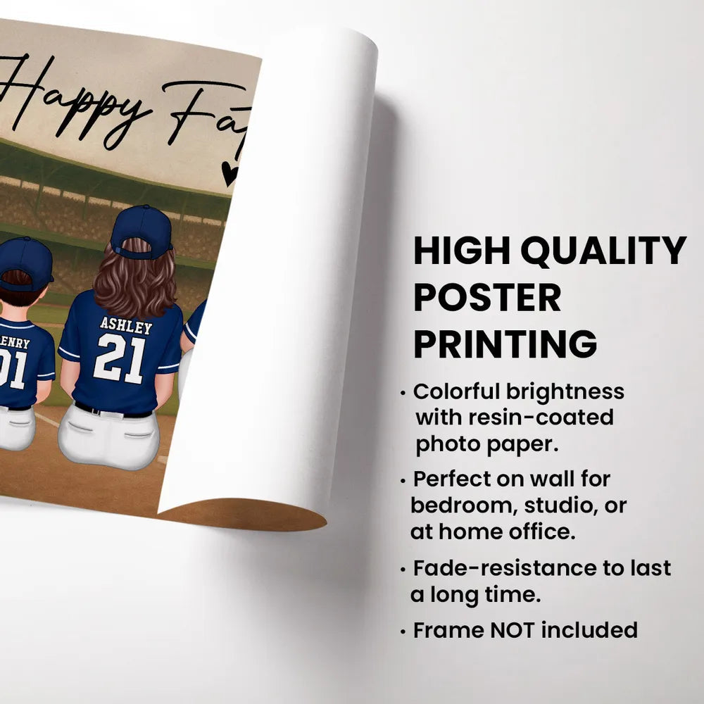 “Daddy’s Dream Team” Personalized Baseball Poster / Canvas – Home-Run Father’s Day Gift