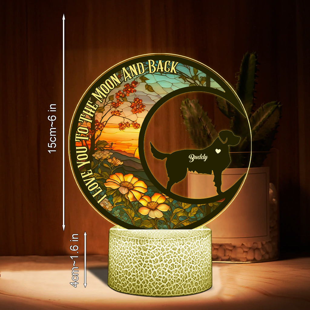 I Love You To The Moon And Back - Gift for dog lovers - Personalized Shaped Plaque Light Base