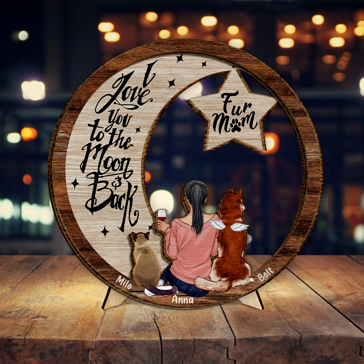 I Miss You I Know Love To The Moon And Back - Personalized Dog 2 Layered Wood Sign / Wood Plaque