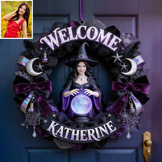 Any Photo Welcome Witches - Personalized Witch Custom Shaped Wood Sign