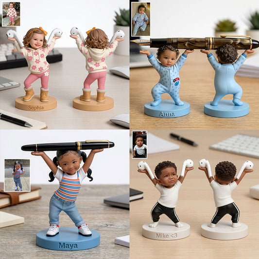 Cute Pen/ Bluetooth Earphone Holder Desk Accessories for Parents - Personalized Kid Premium 3D Figurine