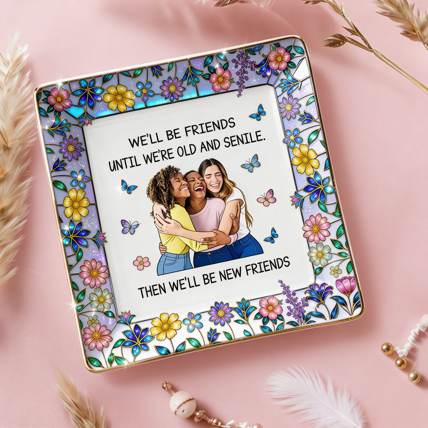 Bestie Gift Idea - Personalized Bestie Fully Printed Jewelry Dish