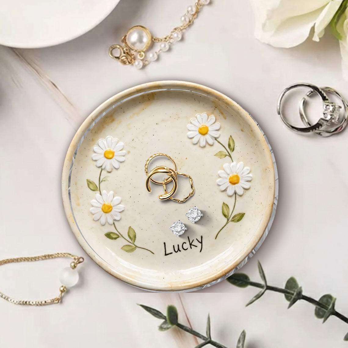 Daisy Garden - Personalized Dog Tray & Plaque Set