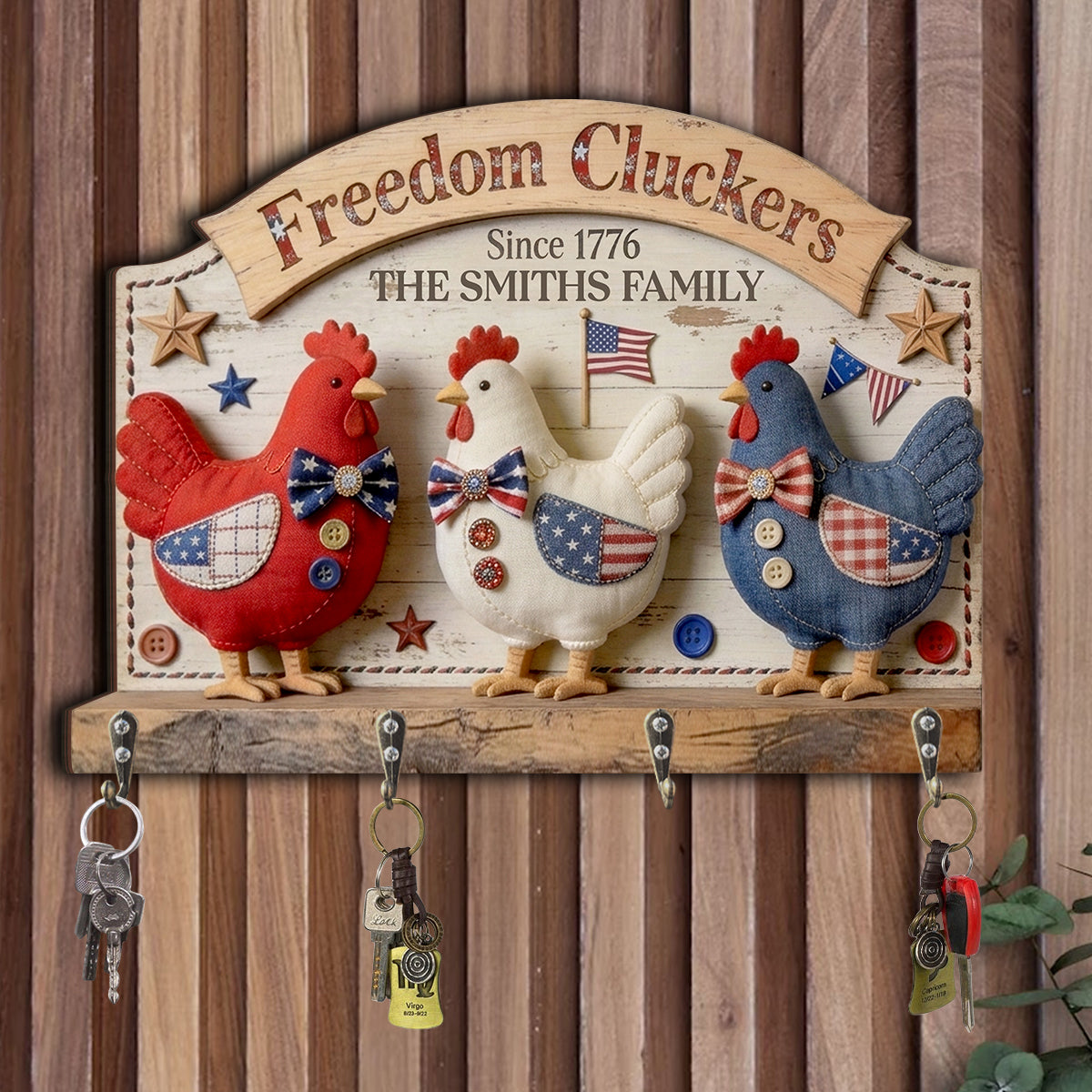 Freedom Cluckers - Personalized Chicken Custom Shaped Hanging Rack