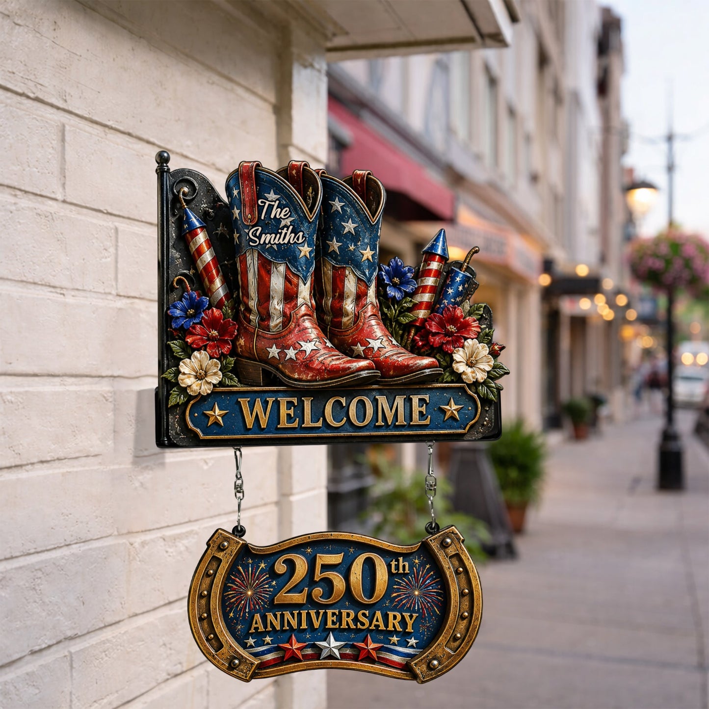 250th Anniversary Celabration - Personalized Western Outfit Wooden Wall Mount Sign
