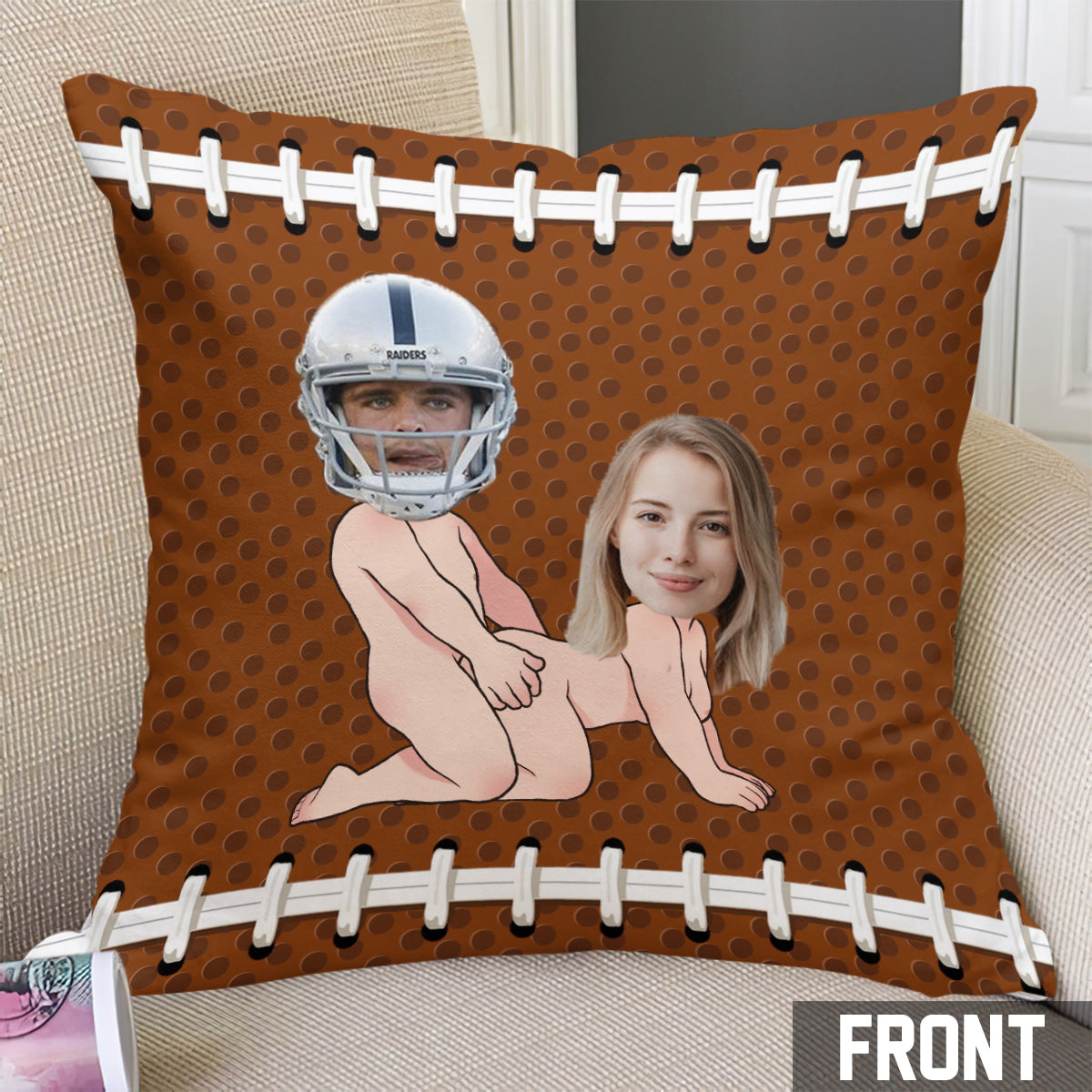 Eat Sleep Football You Repeat - Personalized Football Throw Pillow
