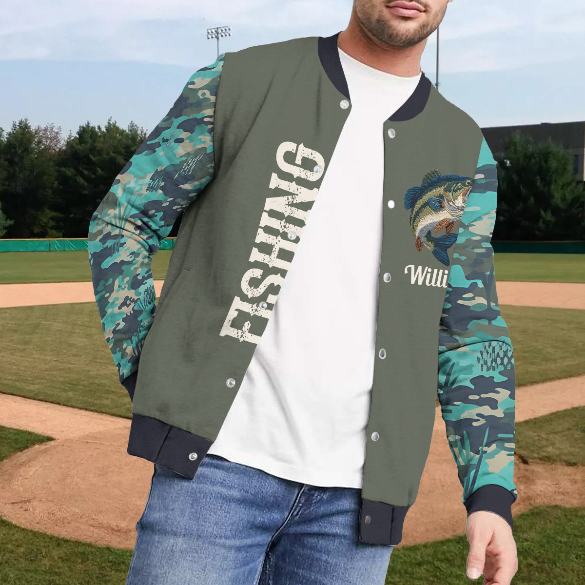 Cool Fishing - Personalized Fishing Varsity Jacket