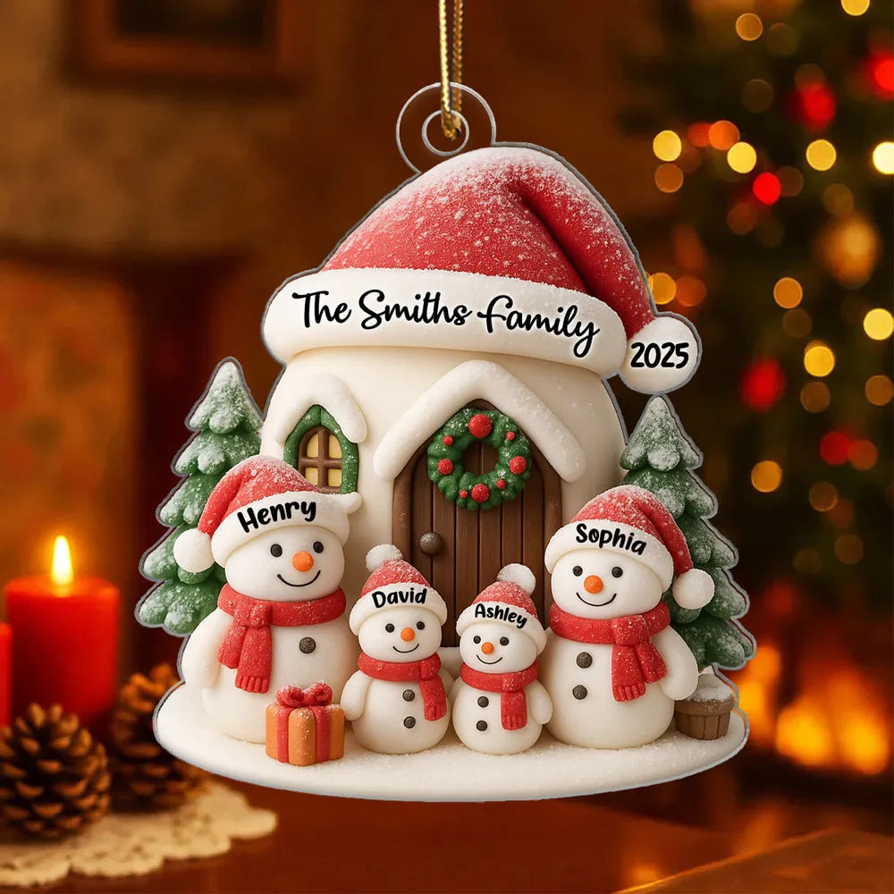 Festive Snowman Family Acrylic Ornament for Personalized Holiday Decoration, Warm Christmas Spirit, Ideal Gift for Loved Ones