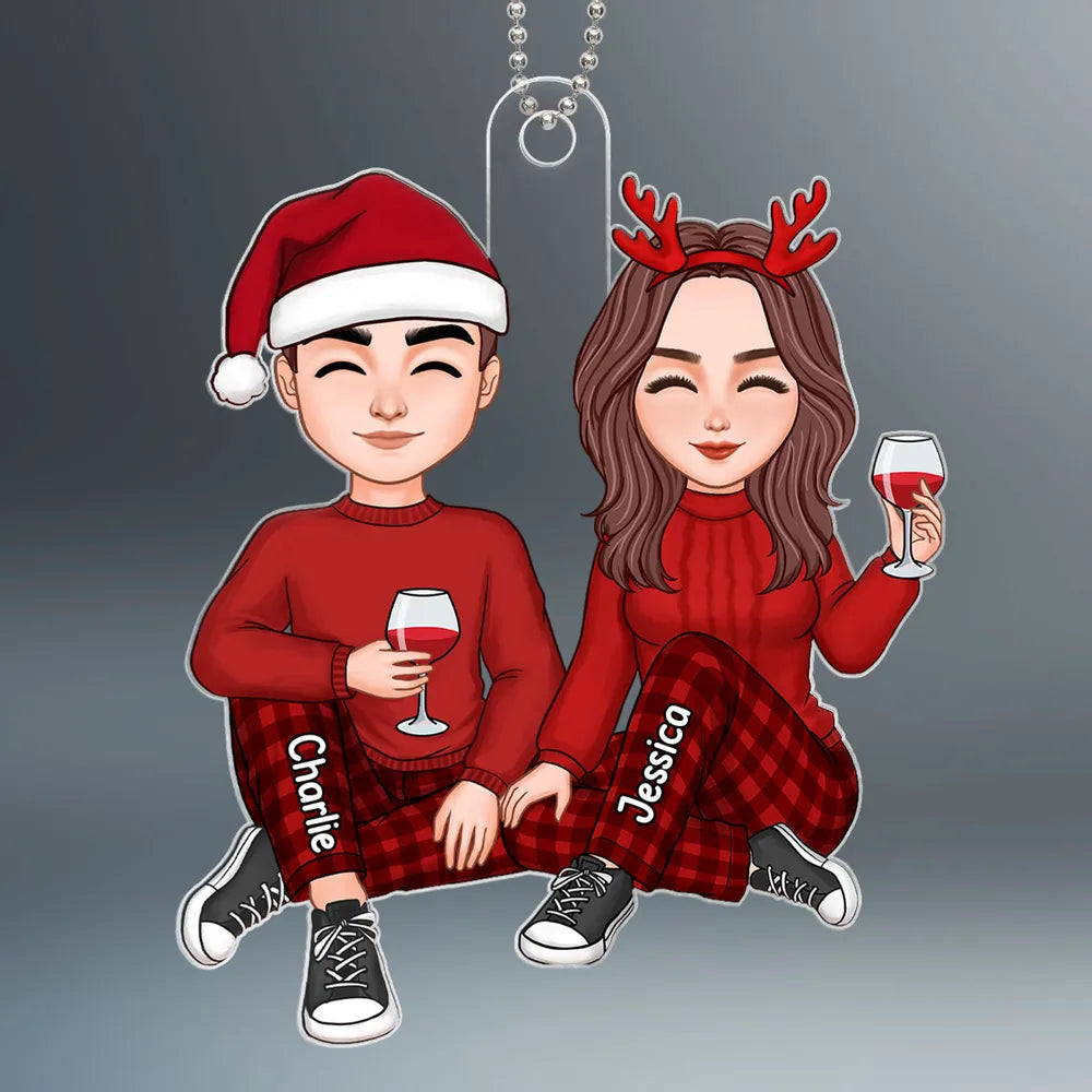 Cute Couple Christmas Gift For Him For Her Personalized Acrylic Ornament or Keychain or Plaque
