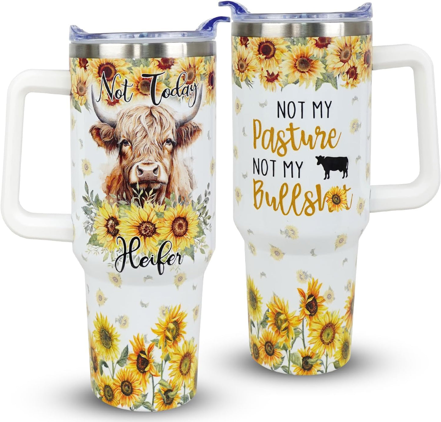 Not My Pasture Not My Problem Highland Cow Tumbler  With Handle 0624