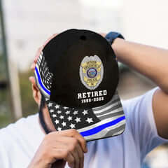Custom US Police Badge Wallet Card Cap, and Wallet - Gift For Retired Police Officer
