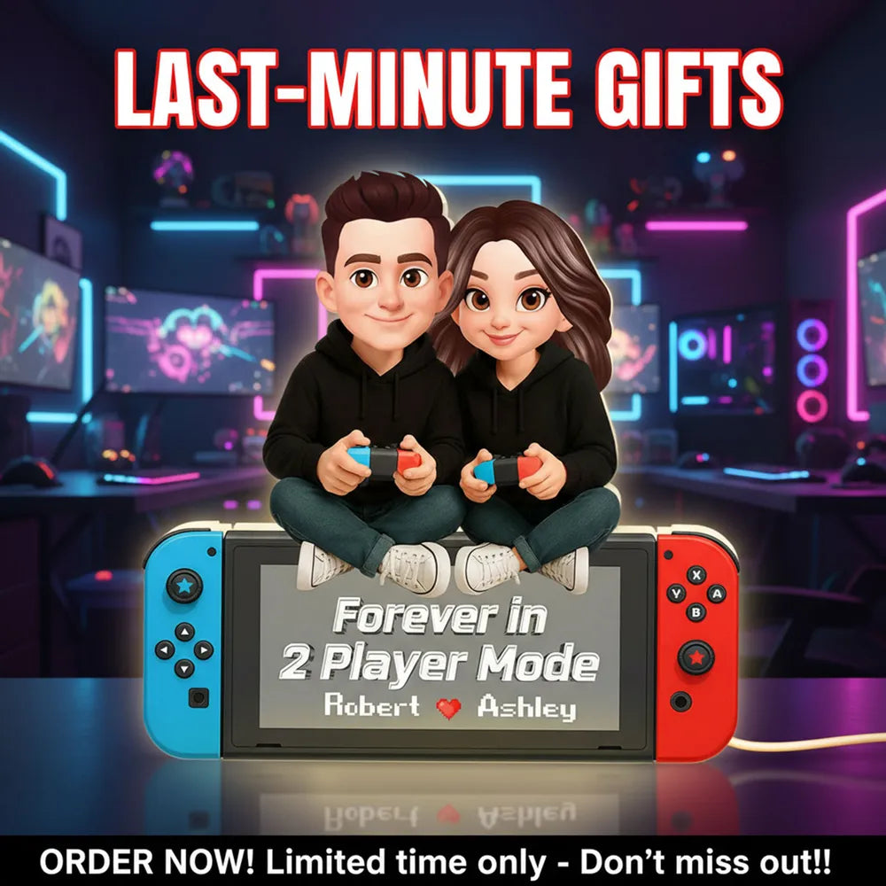 Personalized Acrylic Light Box Gamer Couple Holding Controllers, Starry Night Warm Glow Bedroom Decor, Unique Gift