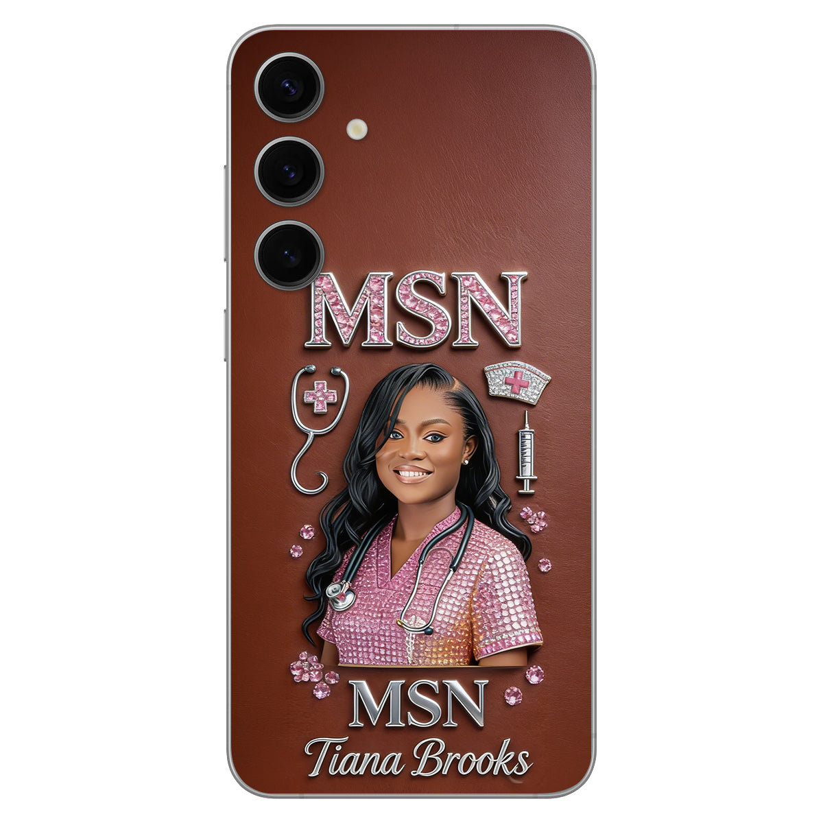 Any Title - Gifts For Nurse, Doctor - Personalized Nurse 3D Embossed Leather Phone Case