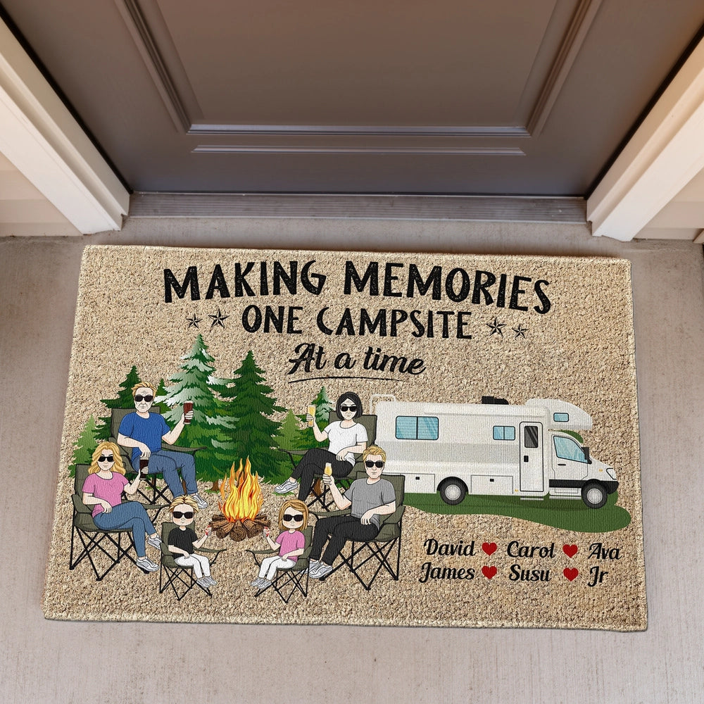 Making Memories One Campsite At A Time Standard Doormat, Personalized Cozy Campfire Welcome Gift