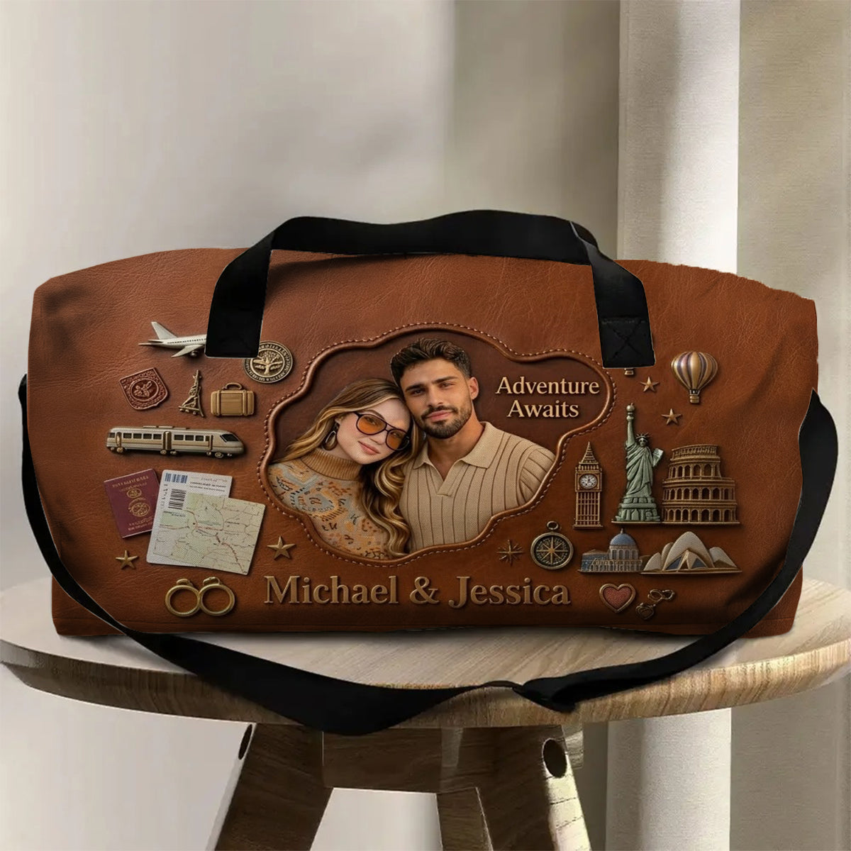 Adventure Awaits - Personalized Couple Duffle Bag