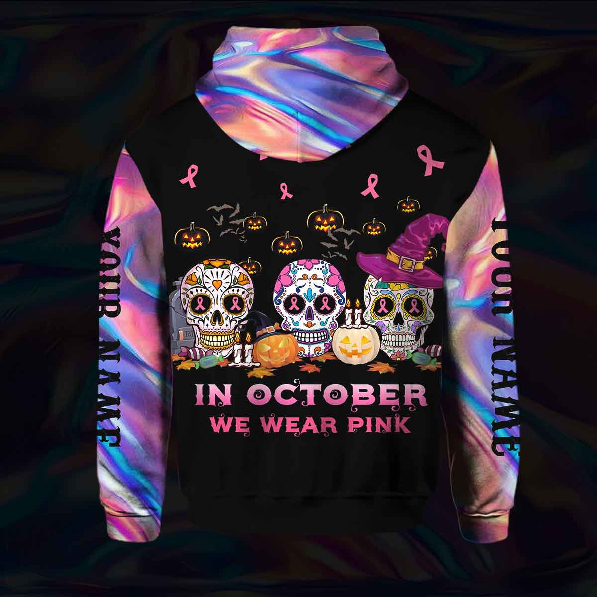 In October - Breast Cancer Awareness Personalized All Over T-shirt and Hoodie