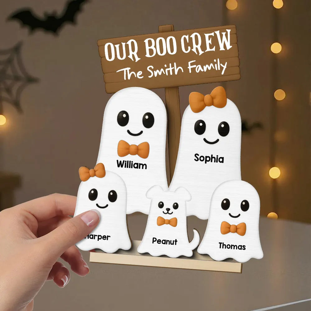 Custom Halloween 2-Layer Wooden Plaque with Ghost Figures
