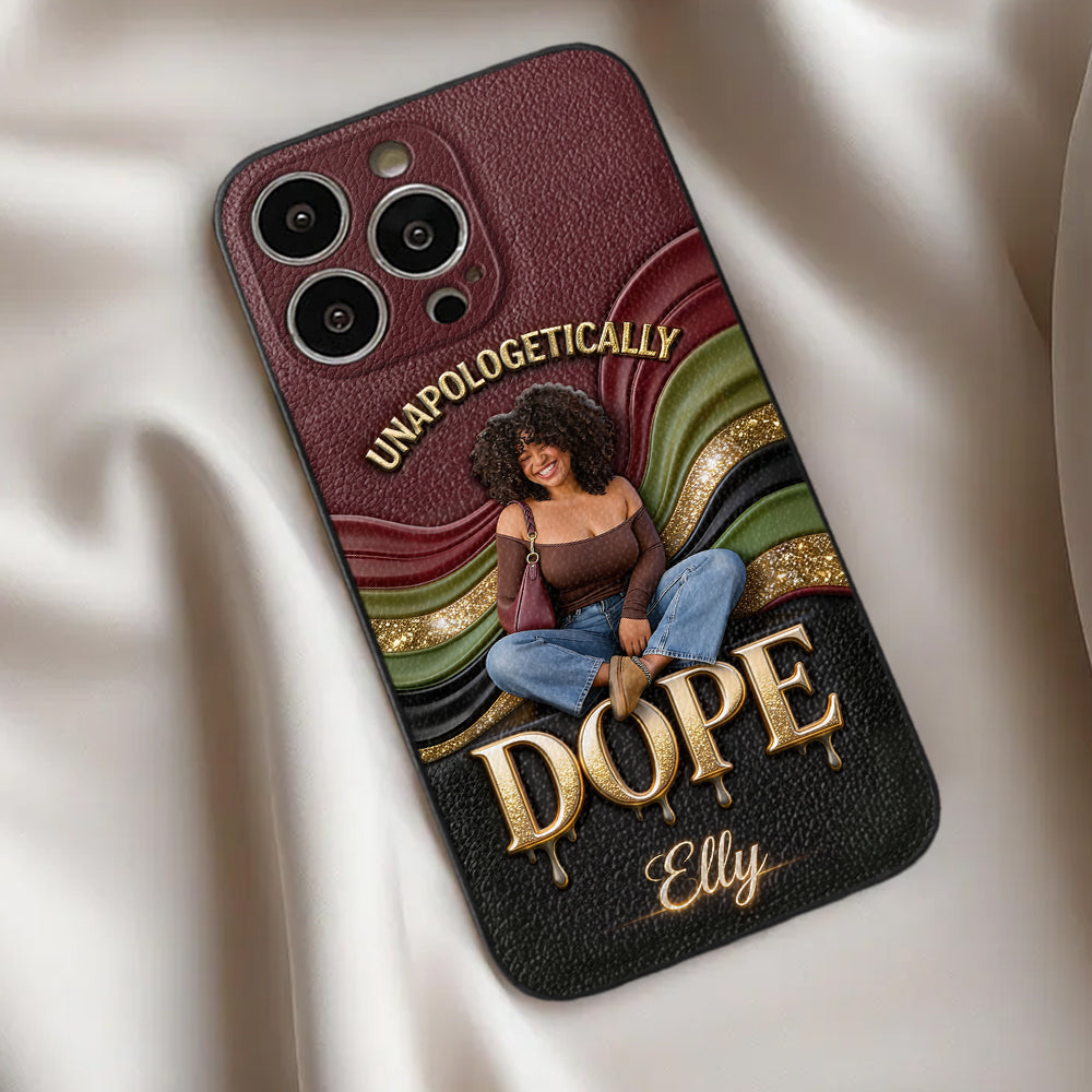 Happy Juneteeth, Black History, Black Pride - Personalized African American 3D Embossed Leather Phone Case