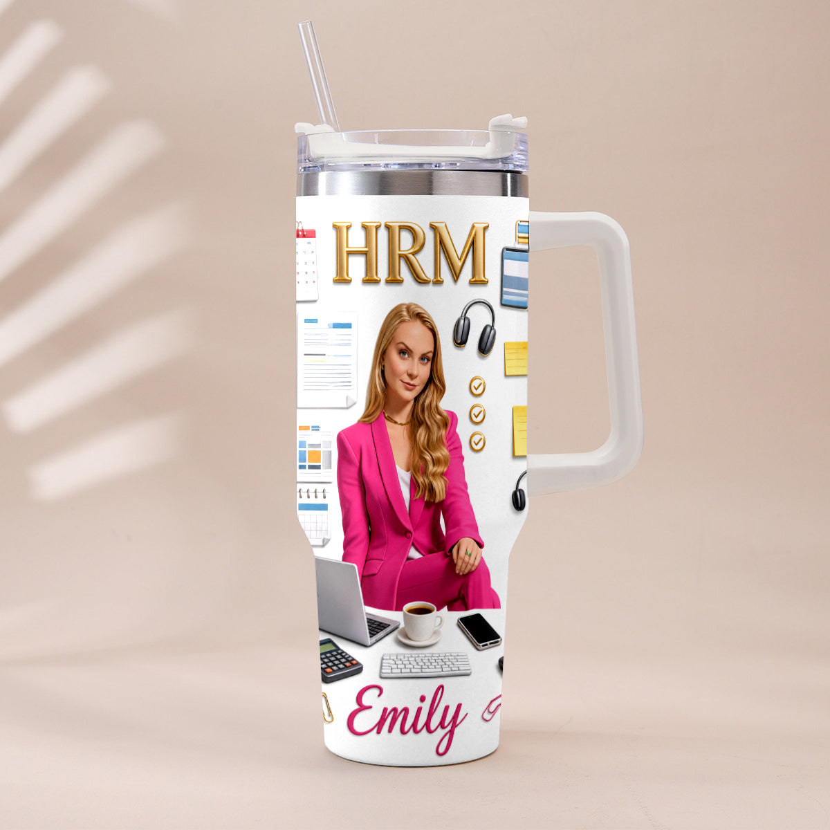 Custom Any Photo Office Staff Gift - Personalized Colleague Tumbler With Plush Charm