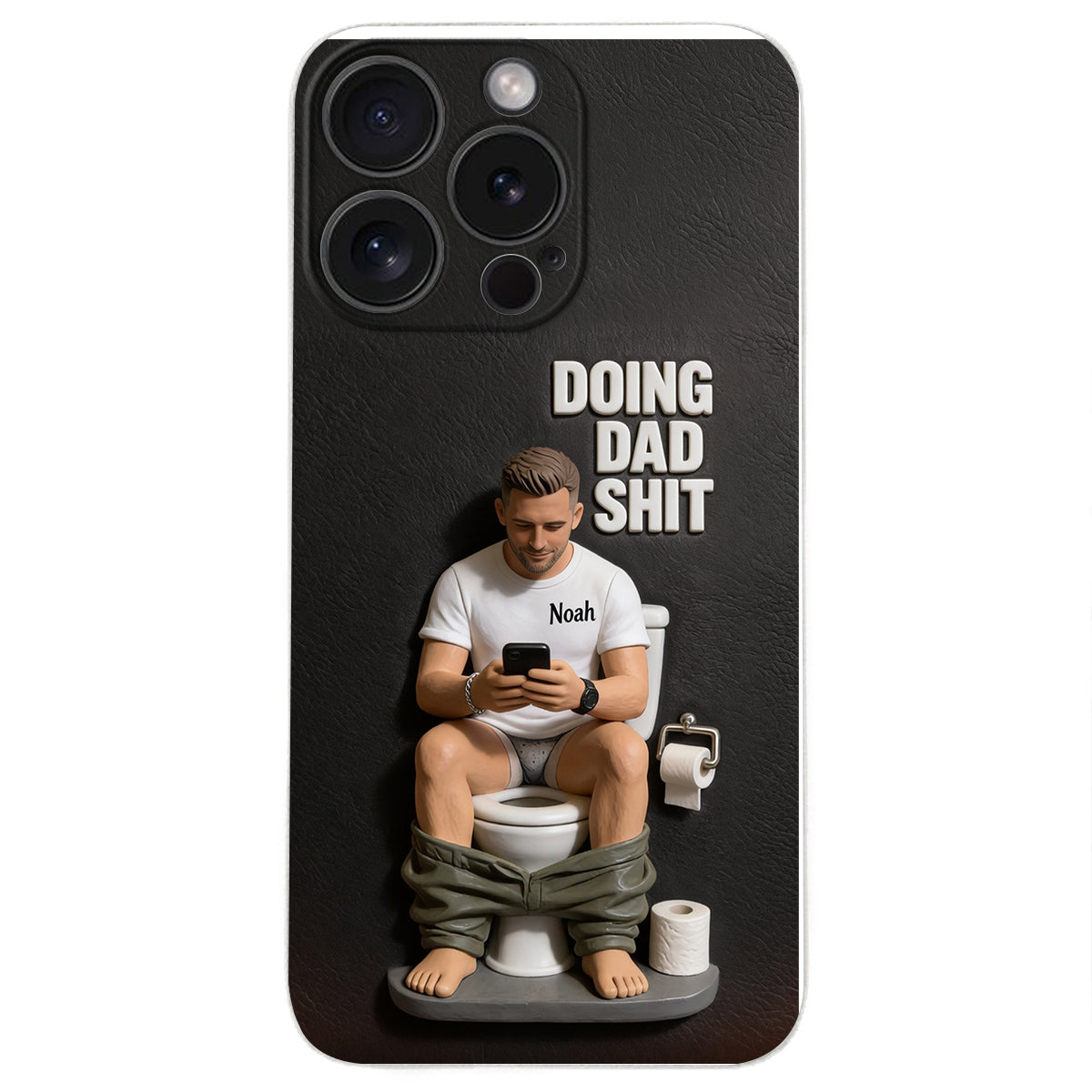 Doing Dad Shit - Personalized Father 3D Embossed Leather Phone Case