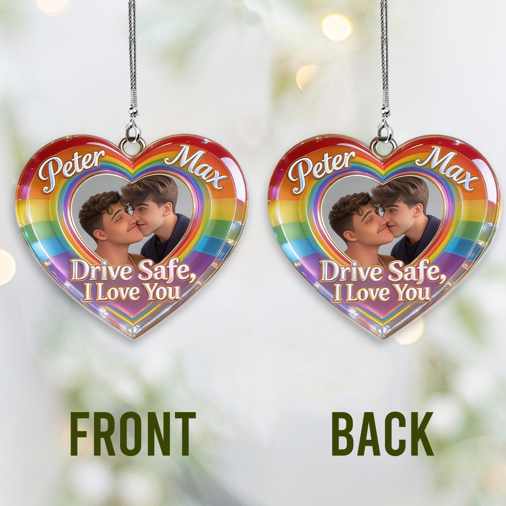 Drive Safe - Personalized LGBT Support Shaped Fur Pillow & Car Ornament