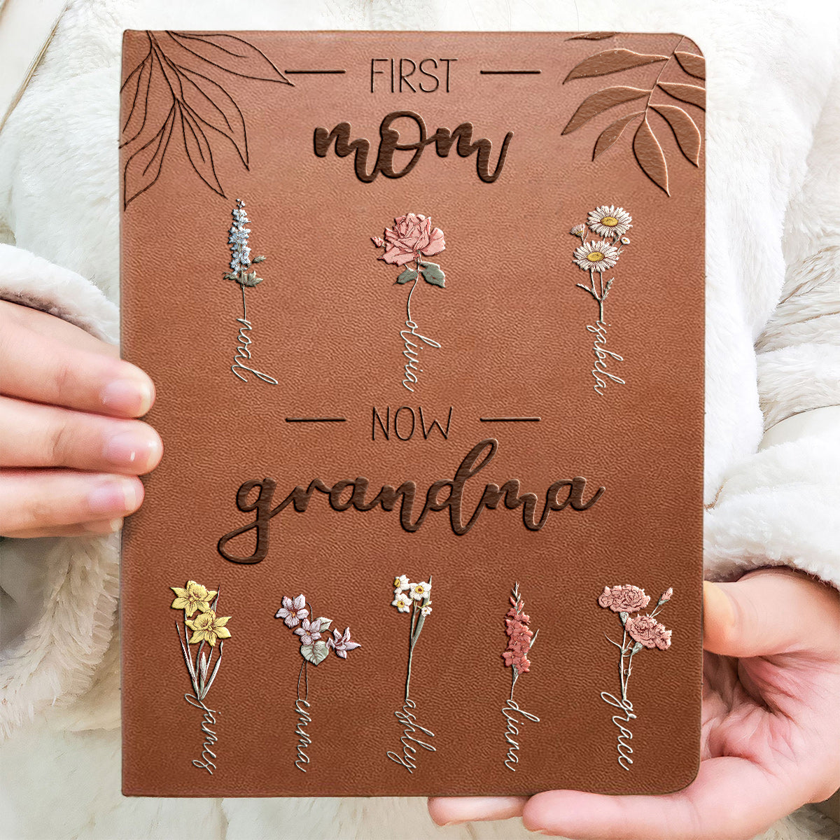 First Mother Now Grandmother - Personalized Grandma Leather Journal
