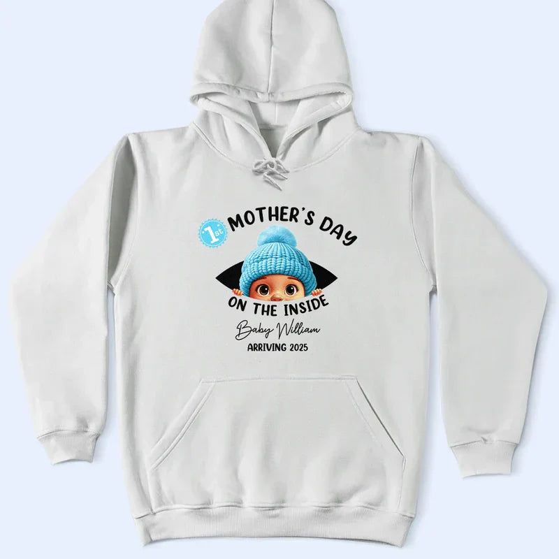 Personalized Mother's Day On The Inside Classic Tee Cute Baby Bump Reveal Unique Gift for Mom