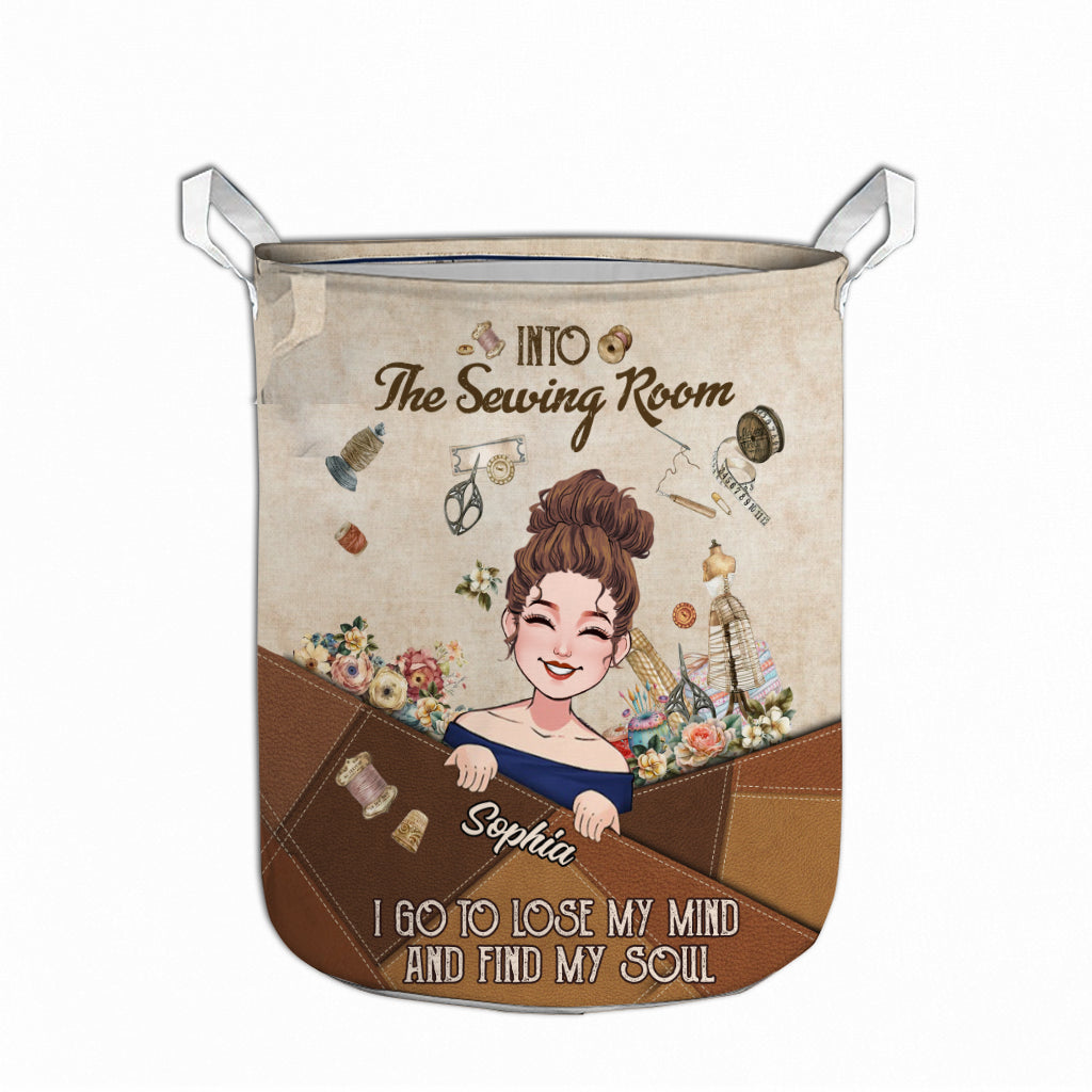 And Into The Sewing Room I Go - Personalized Sewing Storage Basket