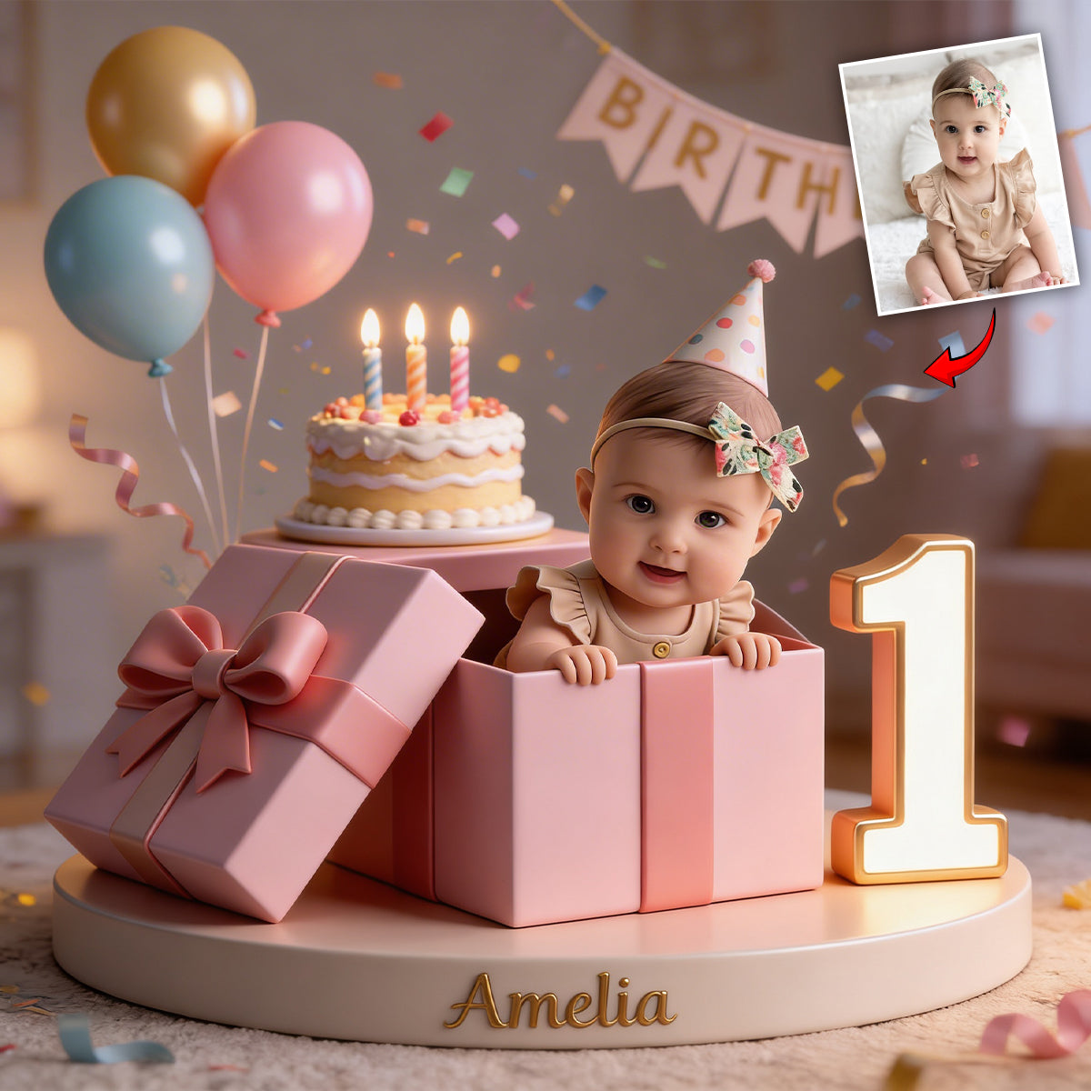 Kid Birthday Custom From Photo, Number - Personalized Birthday Custom Shaped Acrylic Plaque