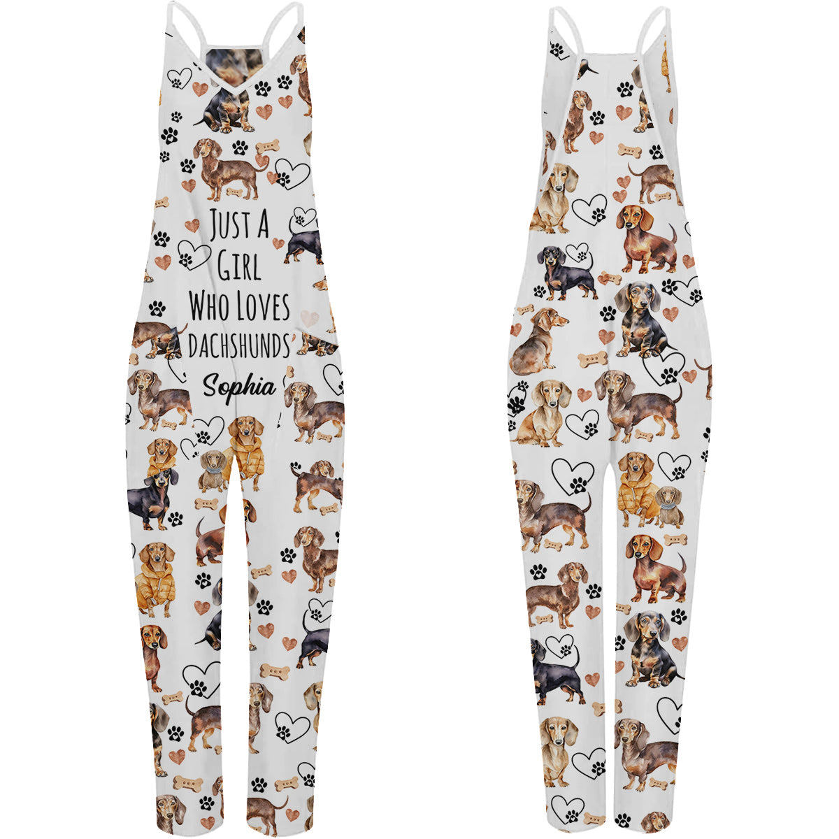Just A Girl Who Loves Dachshund - Personalized Dachshund Loose-Fit Overalls/ Rompers