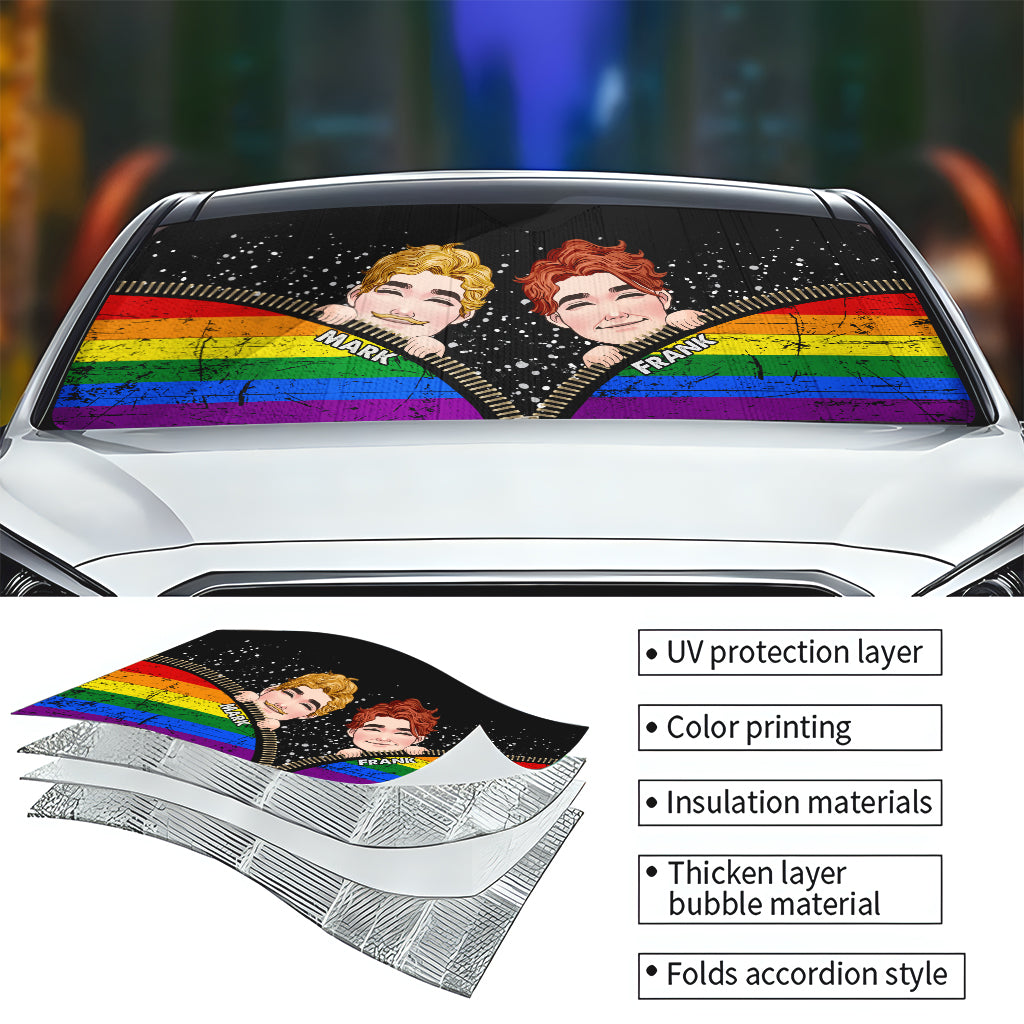 Funny Couple Pride - Personalized LGBT Support Car Sunshade