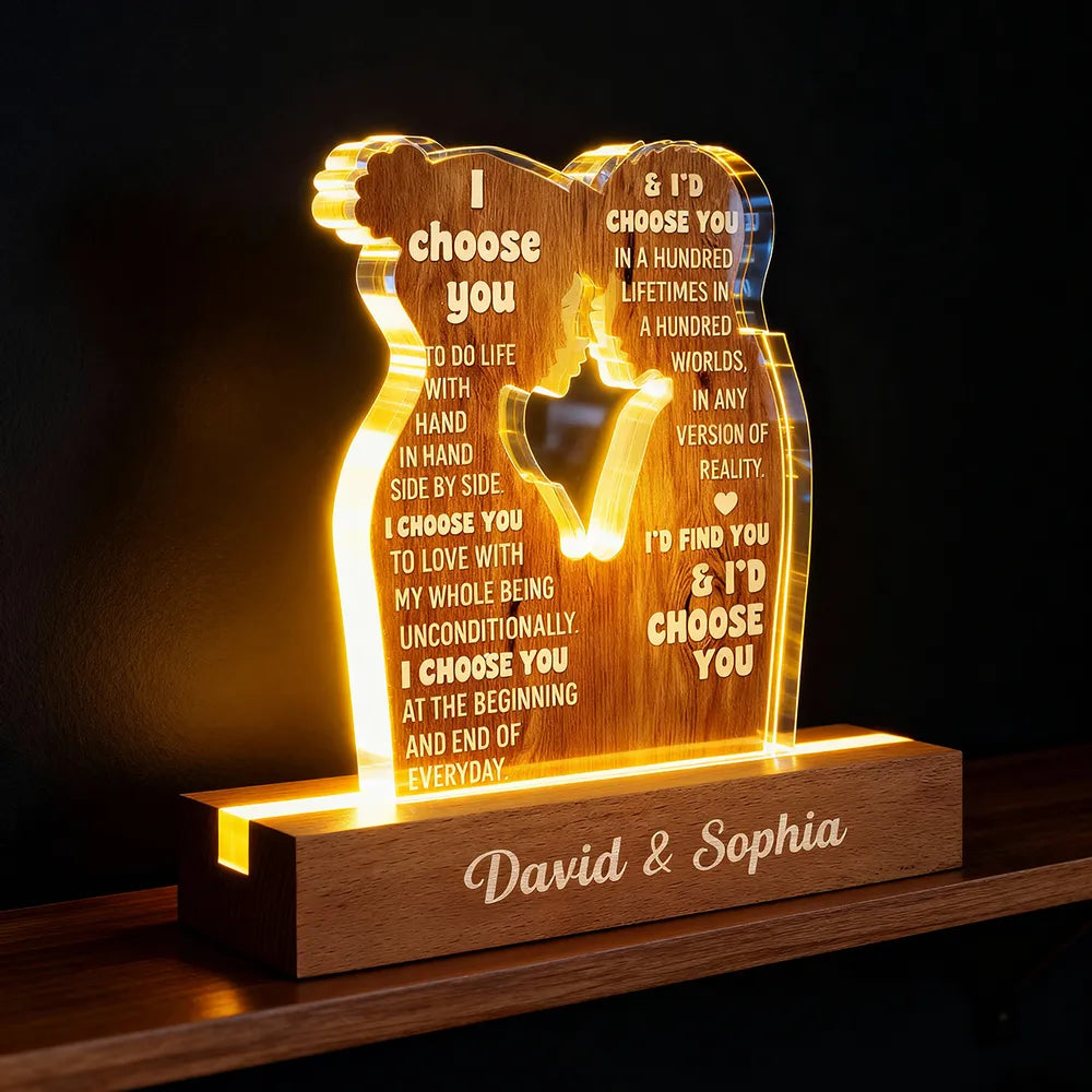 Personalized Block LED Light Plaque Couple Silhouette Quote Night Light for Bedroom - Unique Romantic Gift for Him or Her