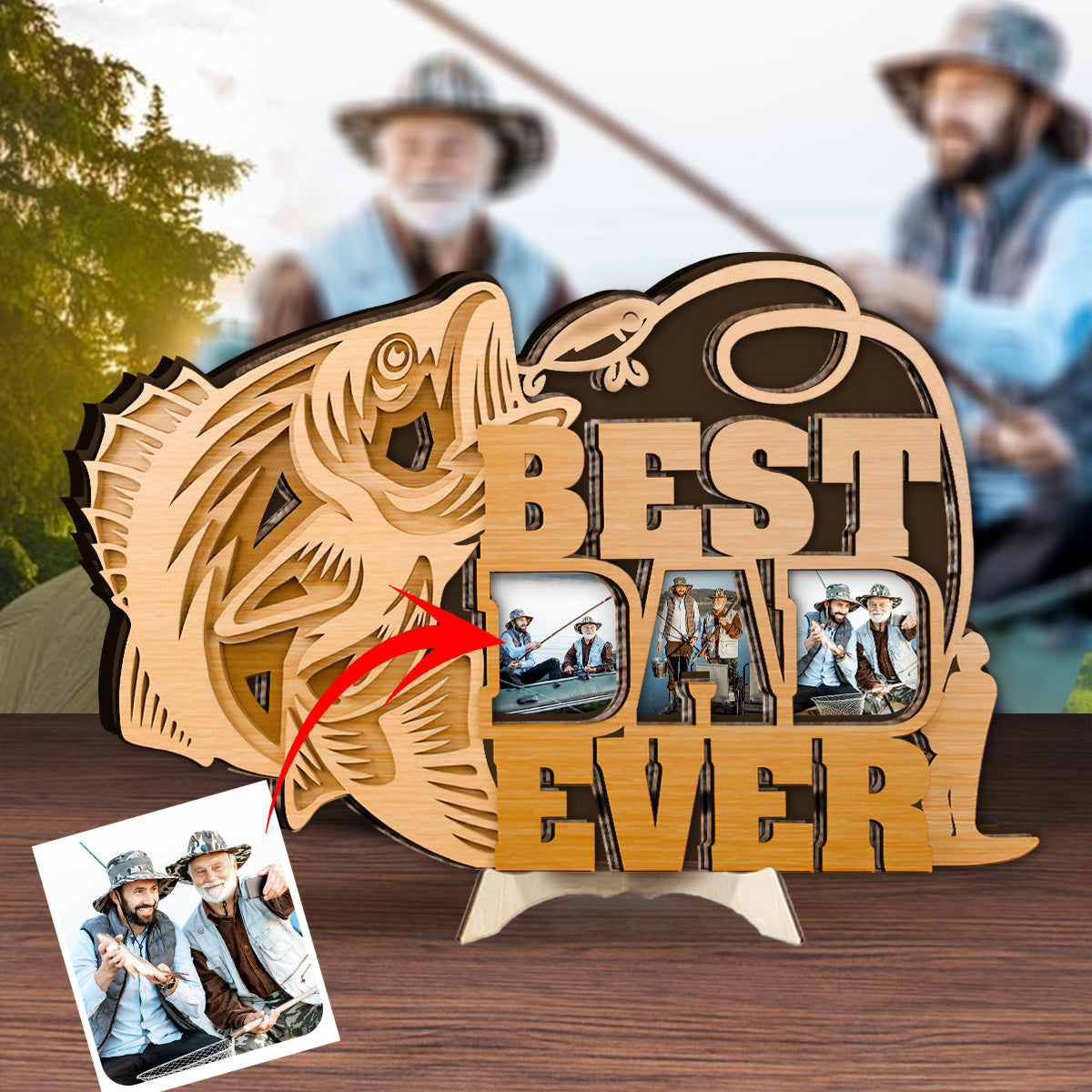 Best Dad Ever - Personalized Father 2 Layered Wood Sign / Wood Plaque