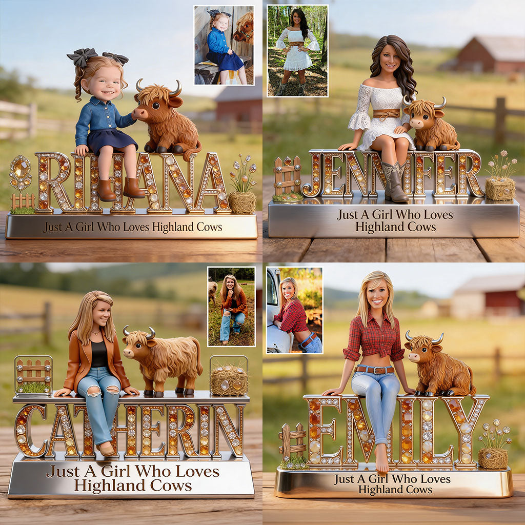 Just A Girl Who Loves Highland Cows - Personalized Highland Cow Custom Shaped Acrylic Plaque