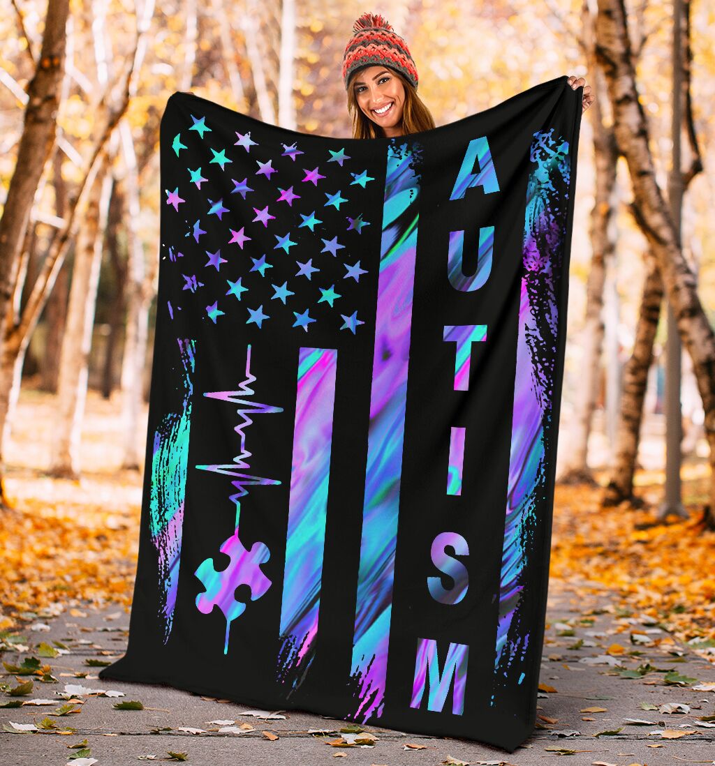 Autism Awareness American Flag Autism Awareness Blanket 0622