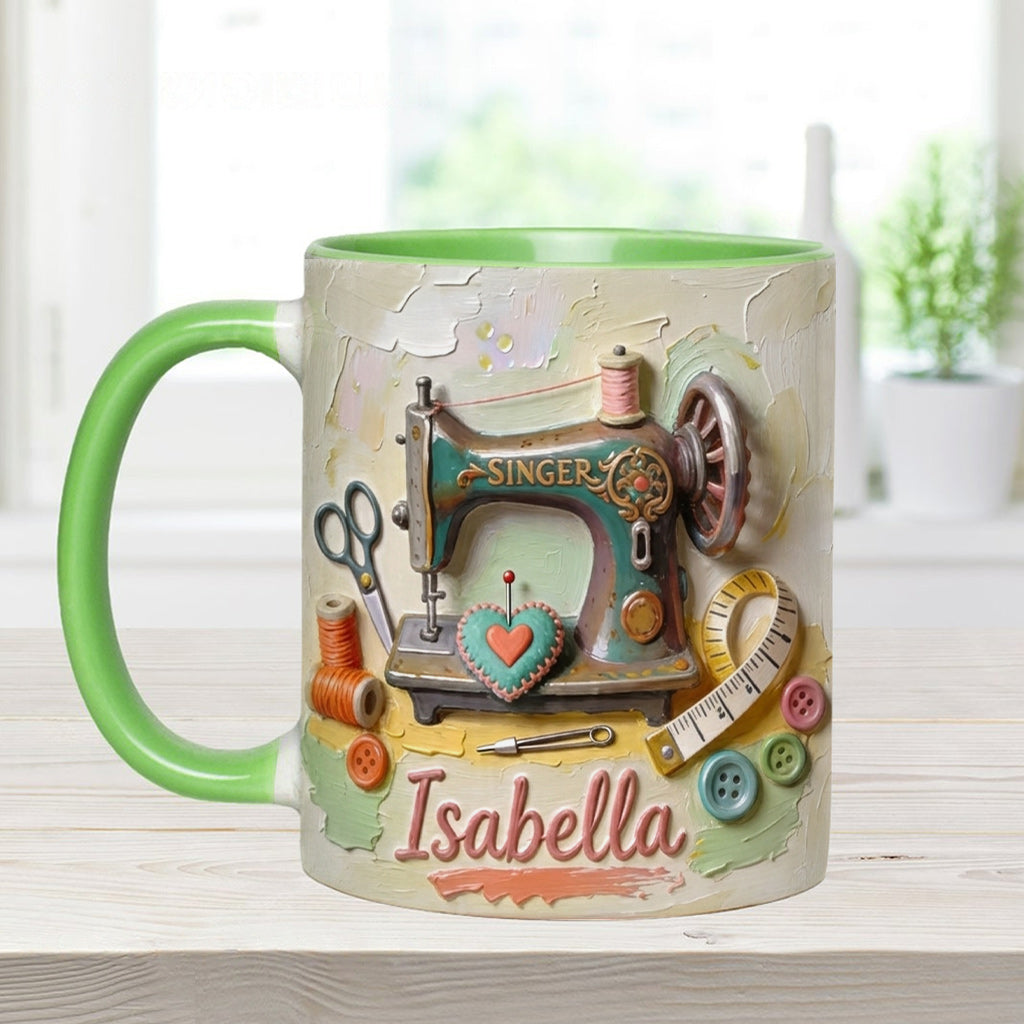 Just a Girl Who Loves Sewing - Personalized Sewing Accent Mug & Coaster