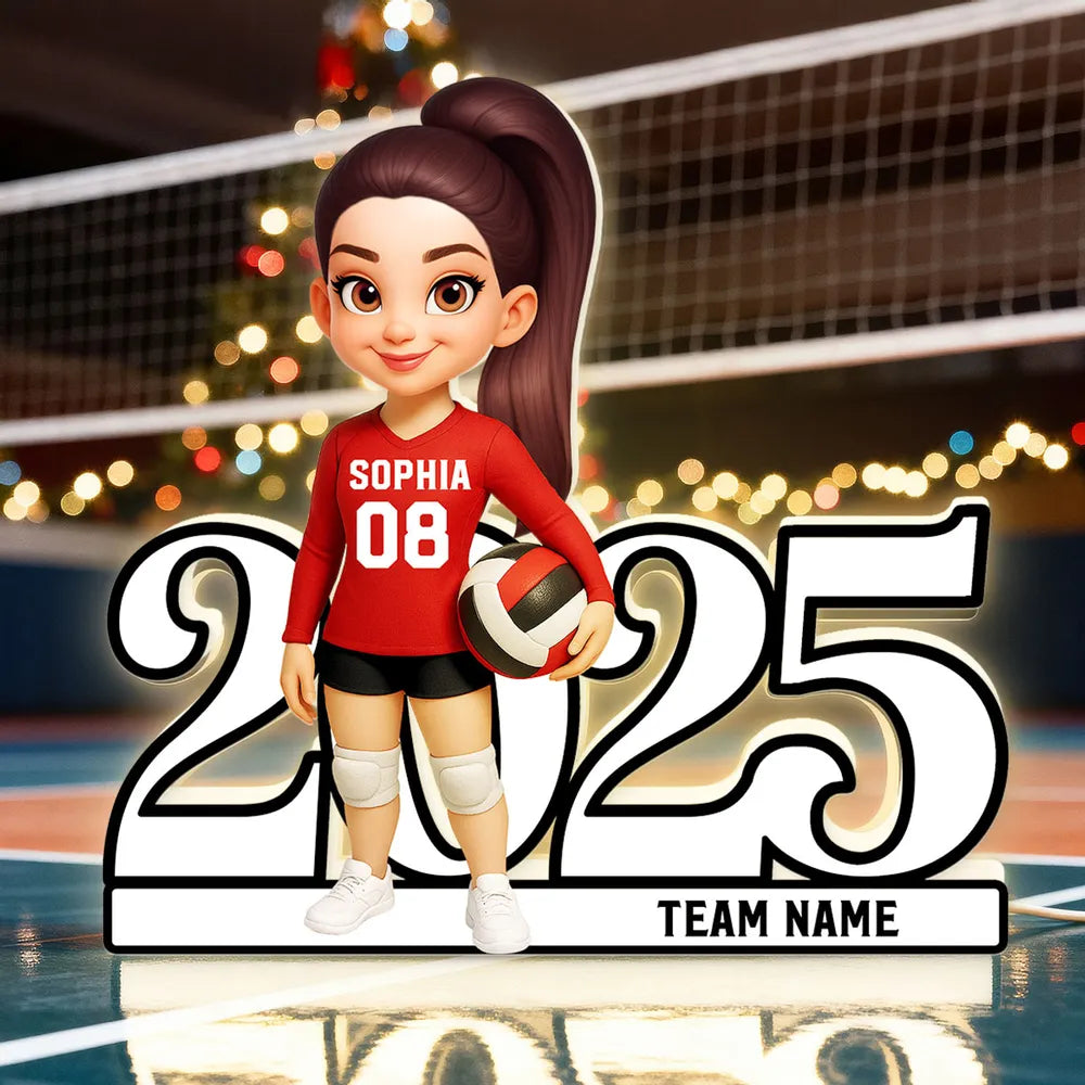 Personalized Volleyball Girl Acrylic Light Box | Custom Team Name, Heartwarming Gift for Graduation or Sports Celebration