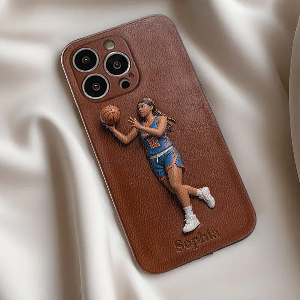Love Basketball - Personalized Basketball Leather Phone Case