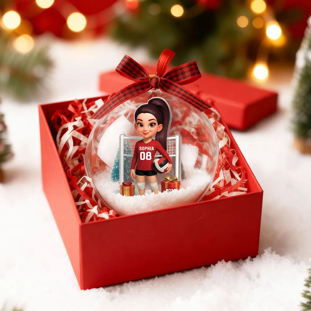 Custom Volleyball Girl Ornament - Unique Christmas Snow Globe Gift for Daughter, Teammate or Sports Lover Keepsake