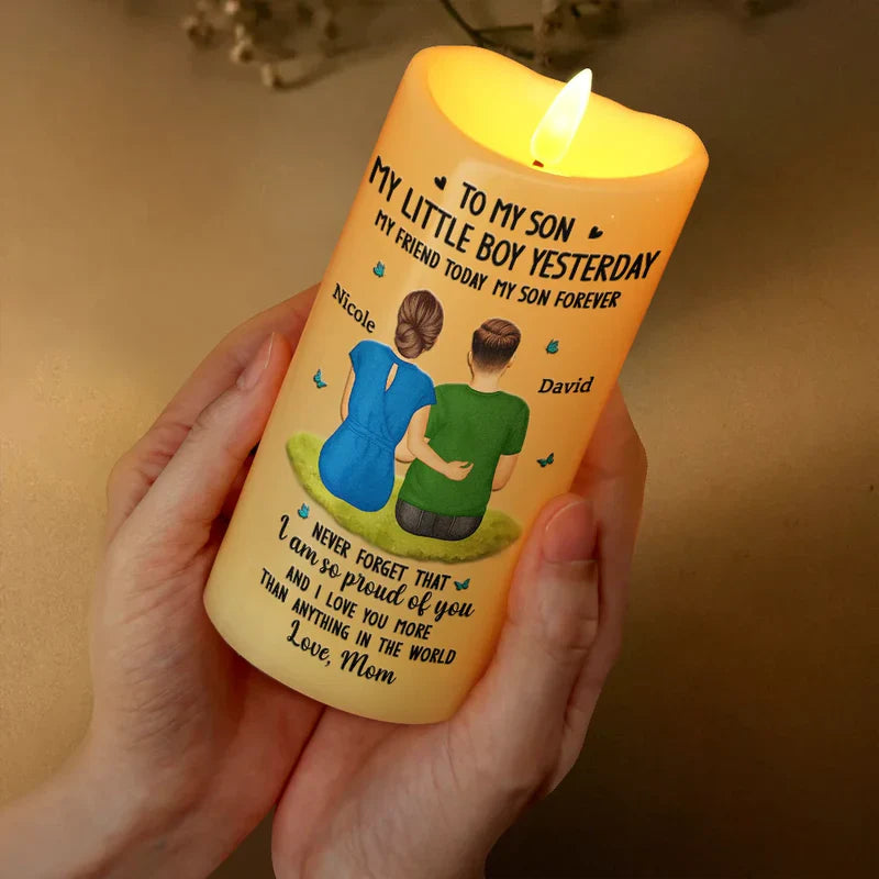 To My Daughter Personalized Flameless LED Candle - Soft Warm Light Sentimental Gift from Mom for Cozy Home Ambiance